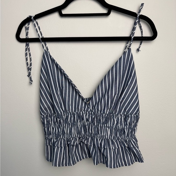 Sim & Sam Backless Scrunch Tank Top Blue & White Stripes NWT - Picture 2 of 8